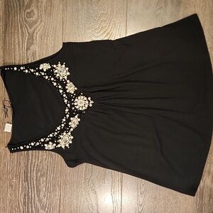 ❤️ NWT! MAGASCHONI FRESH WATER PEARL EMBELLISHED JERSEY TANK TOP, MEDIUM